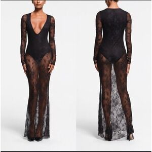 SKIMS Sheer Black Maxi Dress